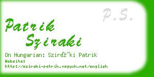 patrik sziraki business card